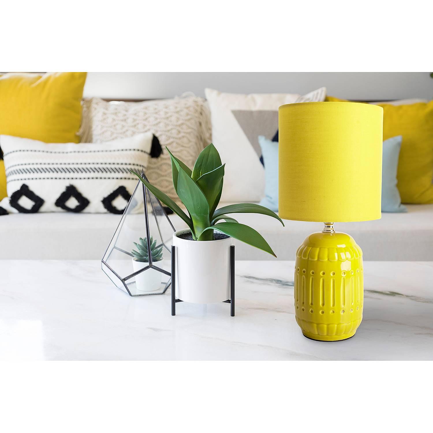 Erida Table Lamp Mixed Fabric Ceramic Yellow 1-Light 2