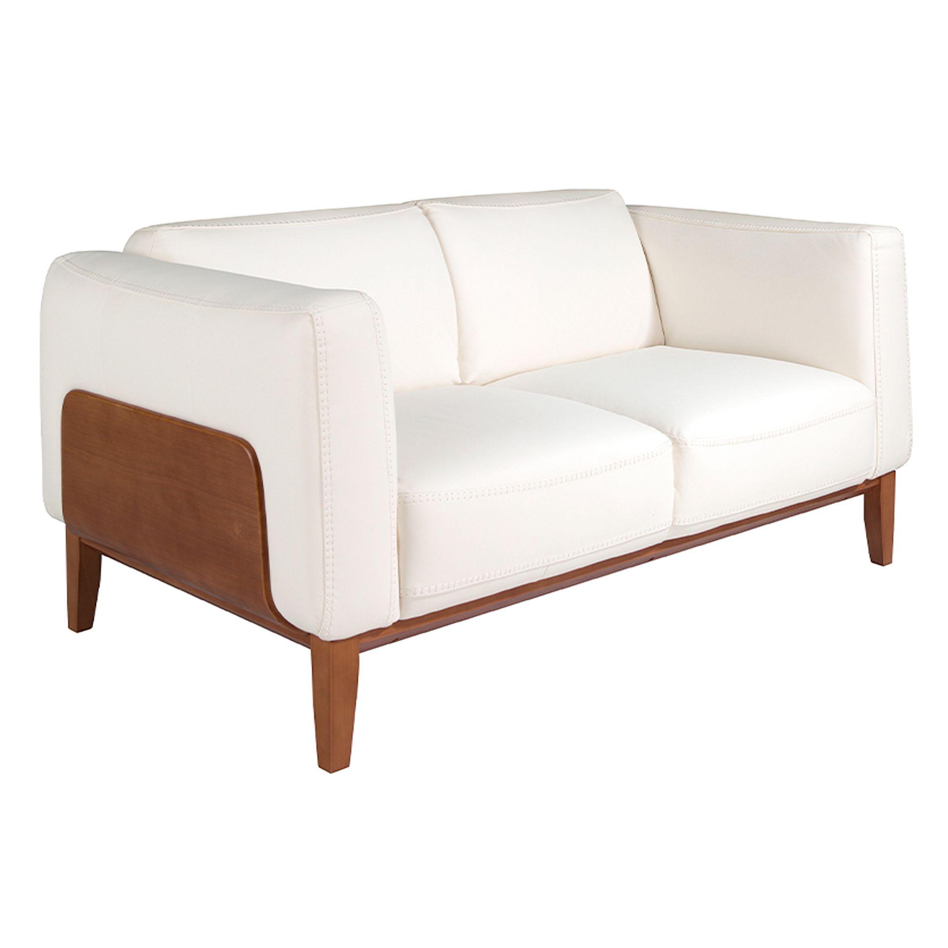 White leather 2-seater sofa 6118 0