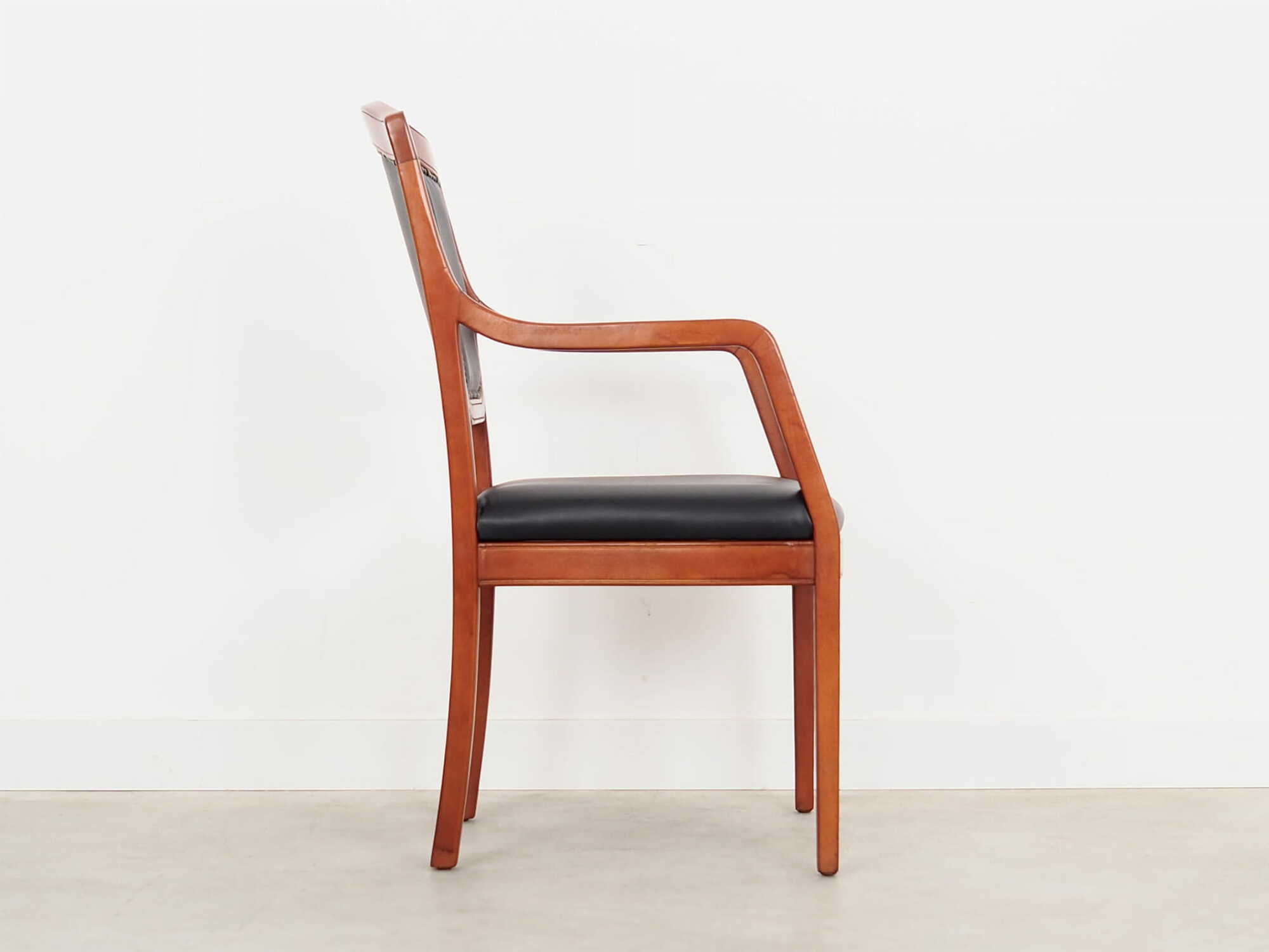 Chair Wood Leather Black 1970s 6