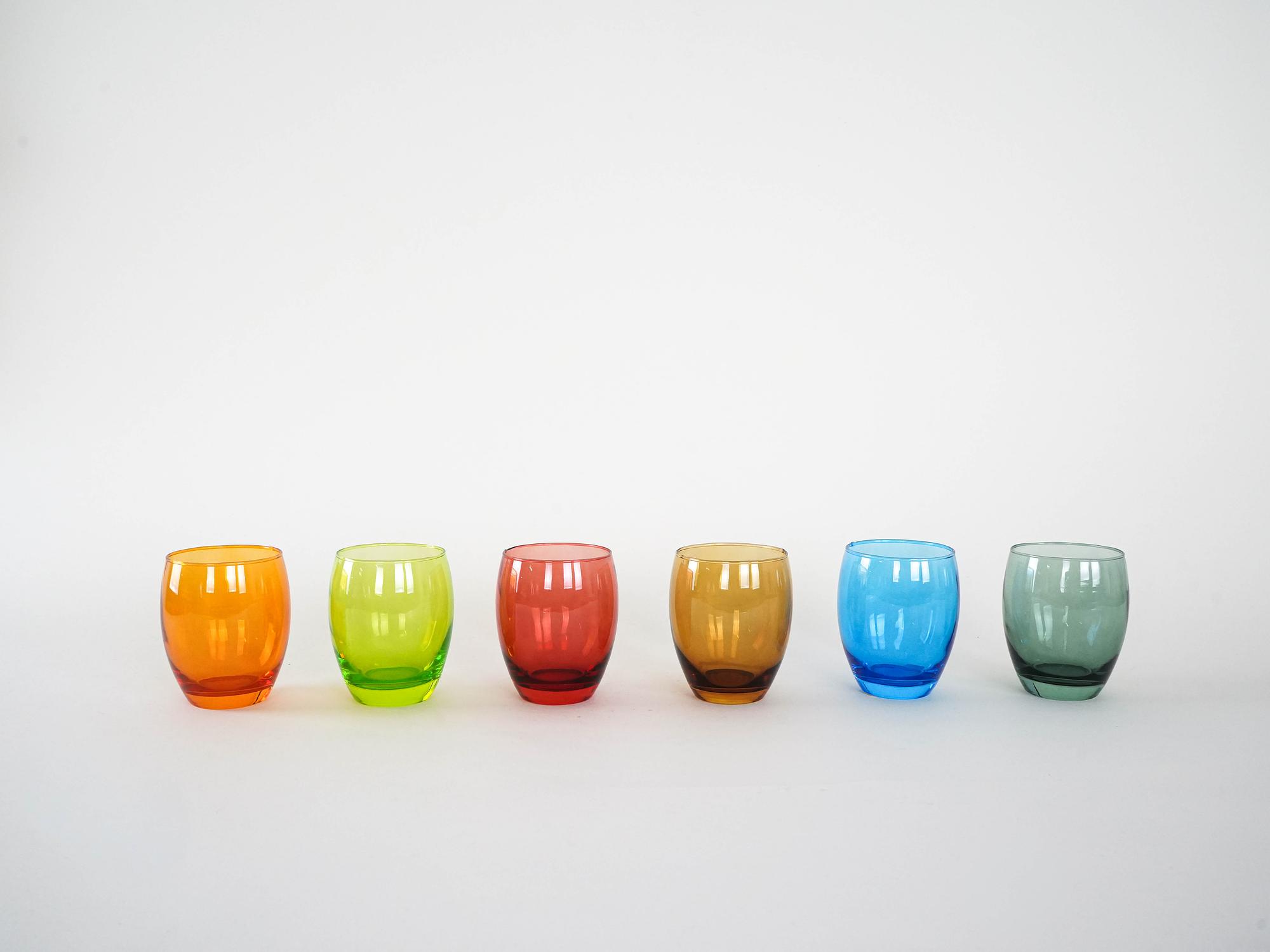 Glass Set Multicolored 1970s 3