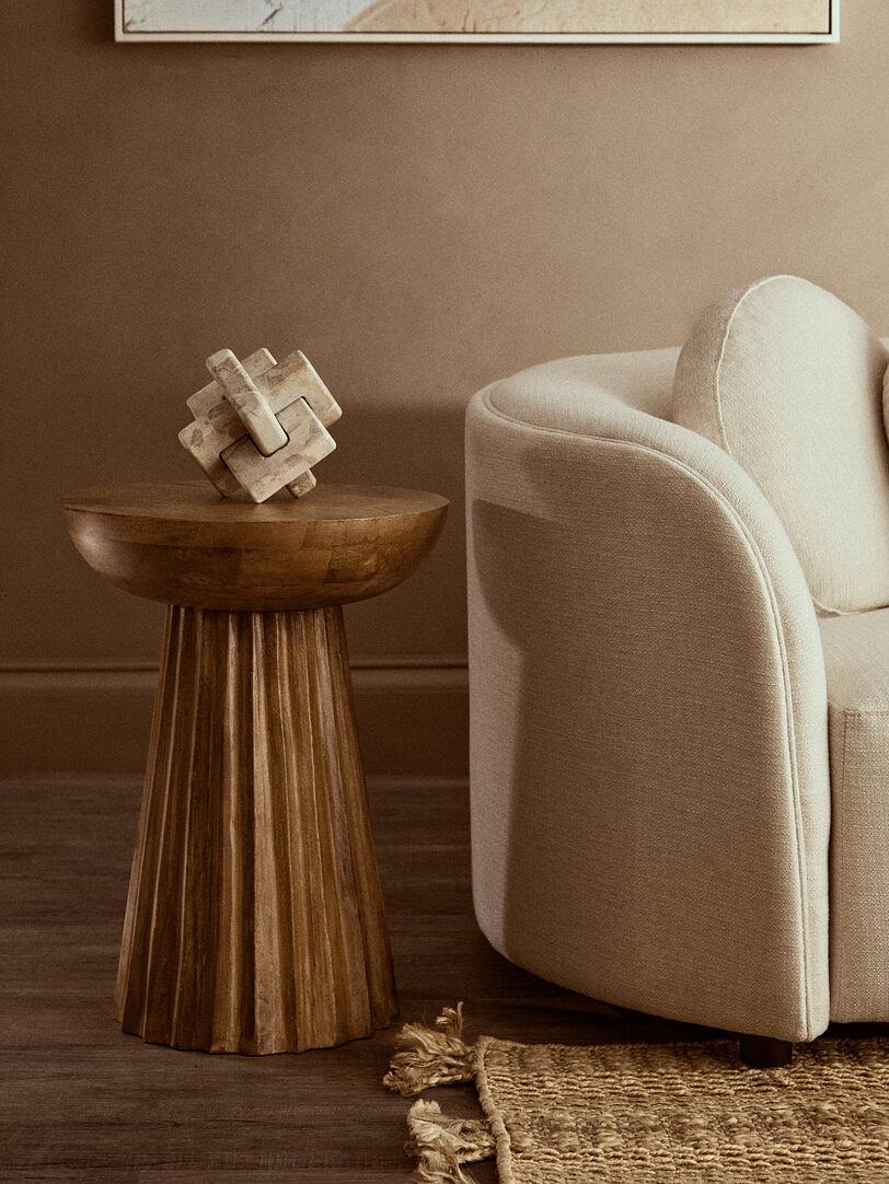 Walsa Carved Ridge Side Table Mango Wood Natural 2