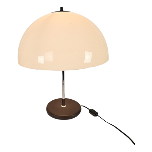 Vintage Mushroom Tischlampe Metall Chrom Braun 0