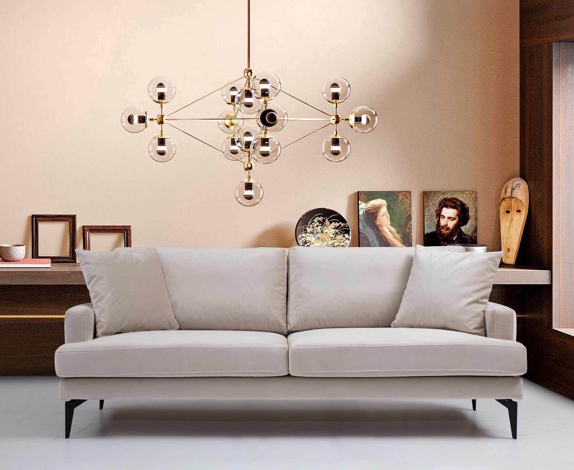 Modernes Sofa 2-Sitzer Beige 0