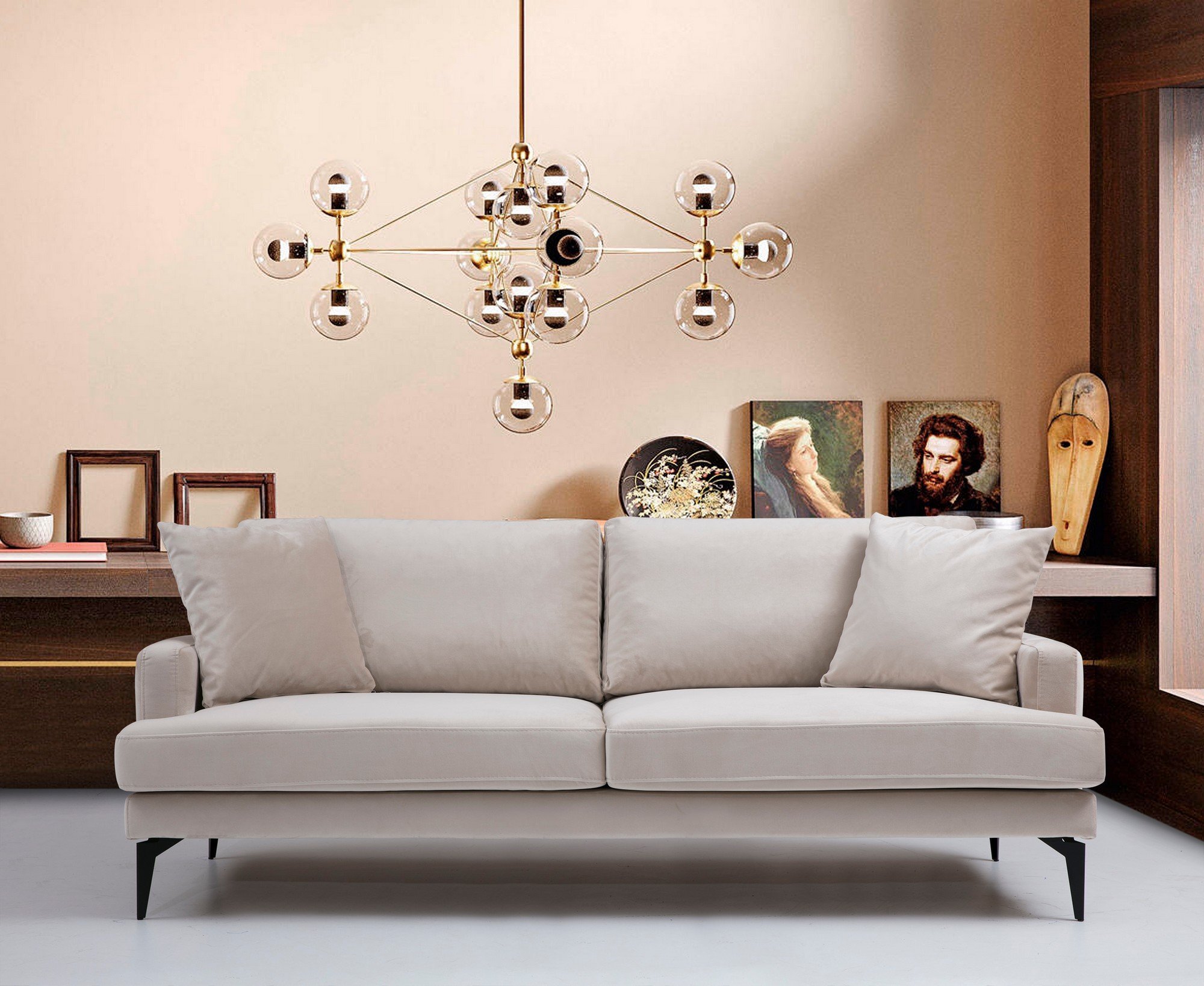 Modern sofa 2-seater beige 0