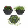 3x Wall planter Black with textile cover 0