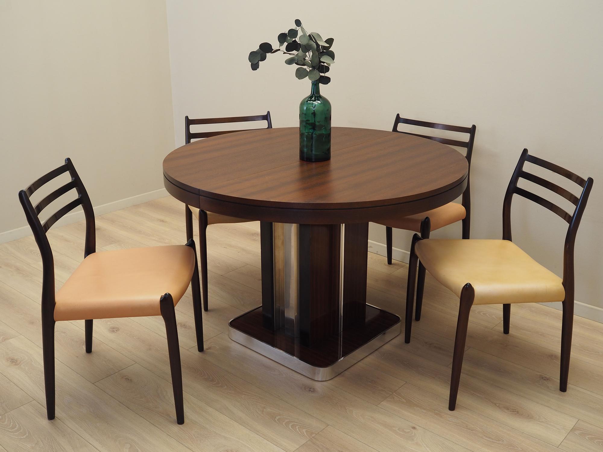 Round Mahogany Table 1970s 3