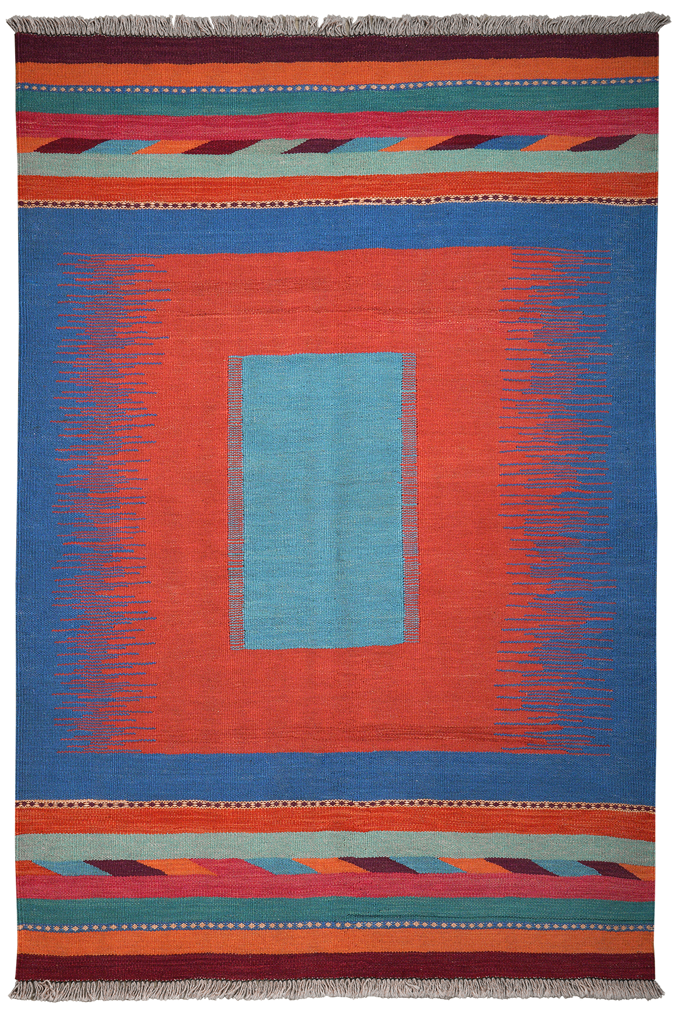 Kilim Gashgai Teppich Blau Orange 0