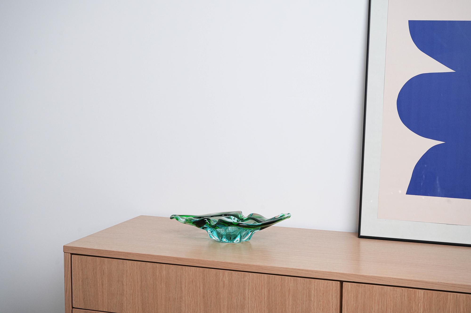 Plate Murano Glass Green 1960s 7