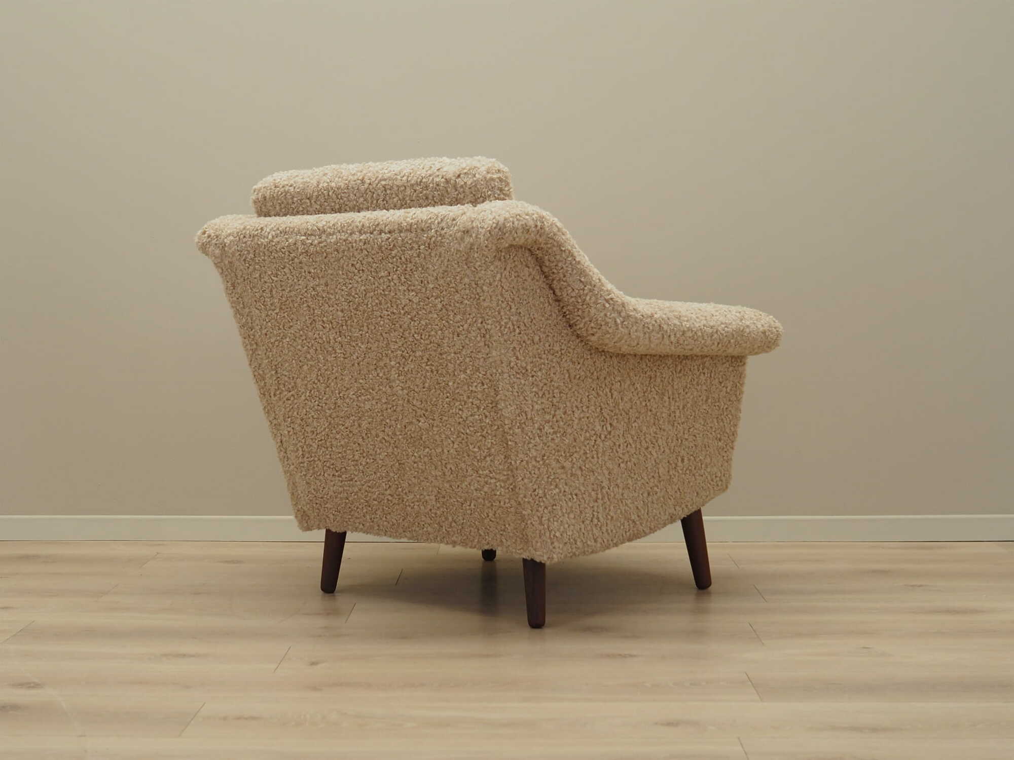 Poltrona Vintage Tessuto Legno Beige Anni '70 5