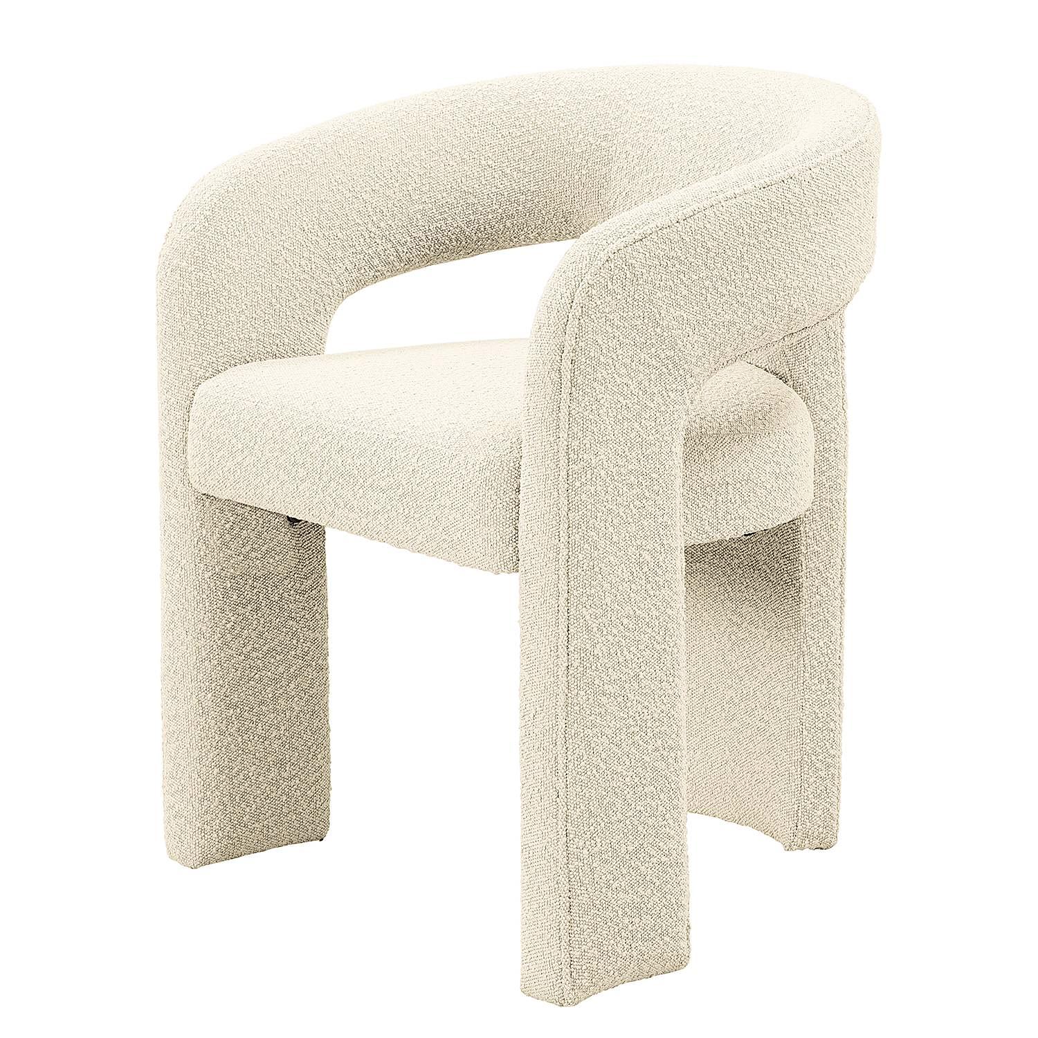 Armlehnenstuhl VALNES Bouclé Stoff Panju Creme 0