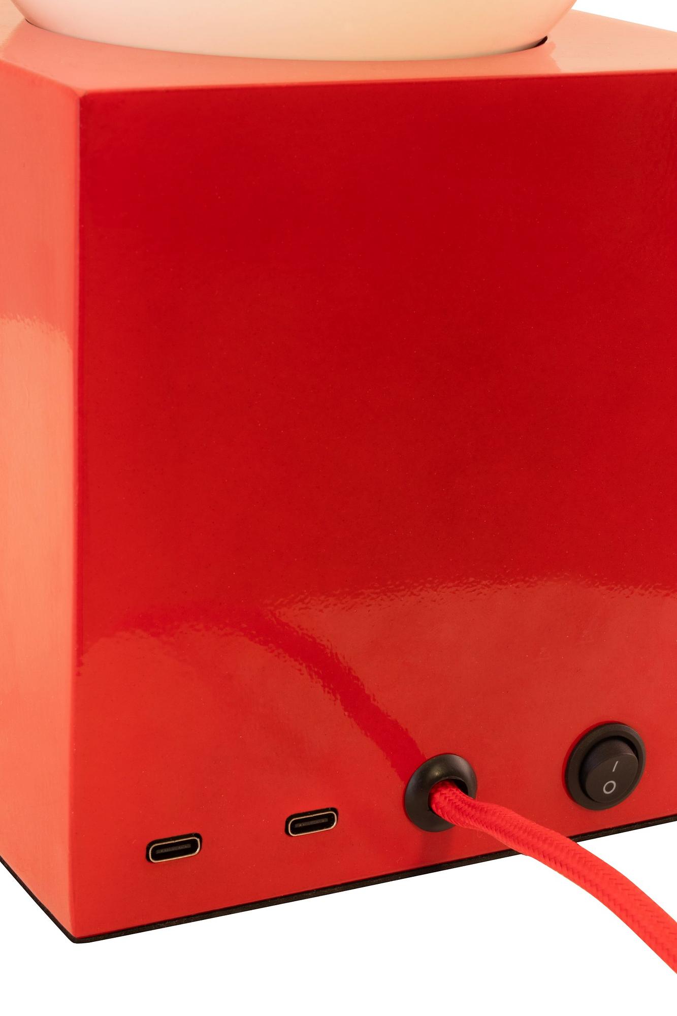 Bob 14 Tischleuchte Rot mit USB-C Ladestation 2
