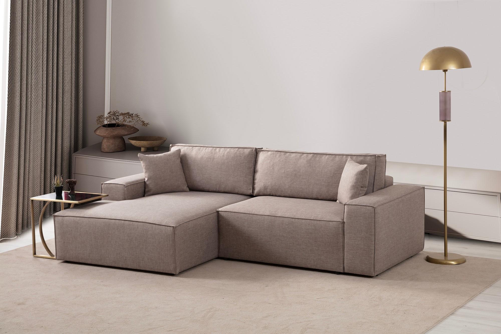 Pirlo corner sofa left brown 2