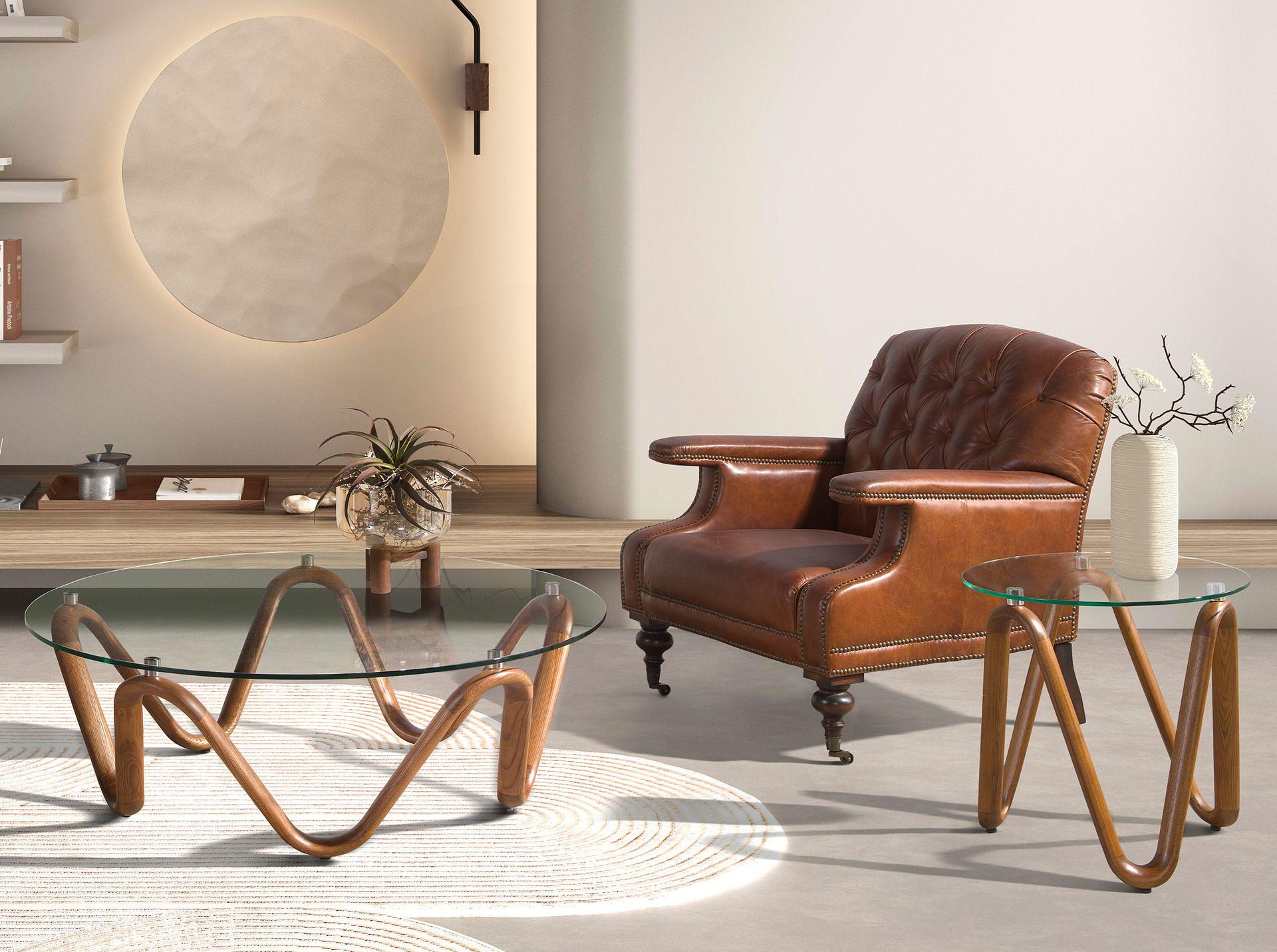 Couchtisch 2124 Walnussholz Glas Braun 6