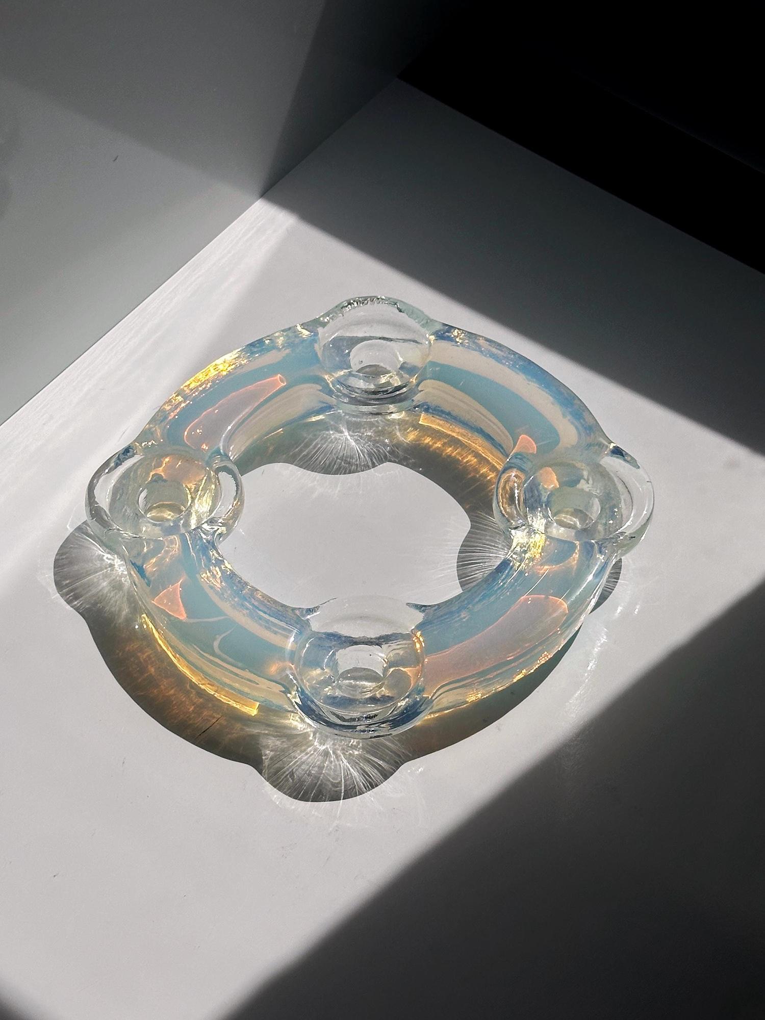 Vintage Candeliere in Vetro Opalino Anni '60 1