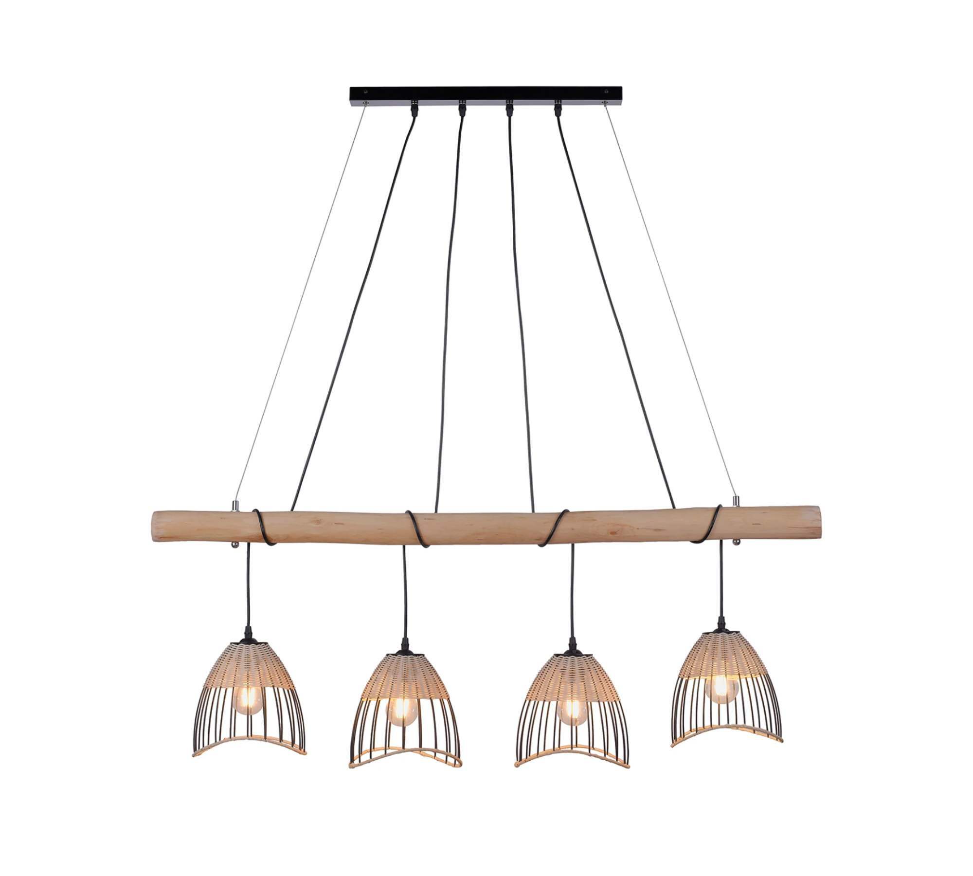 Pendelleuchte 4-flammig Rattan 1