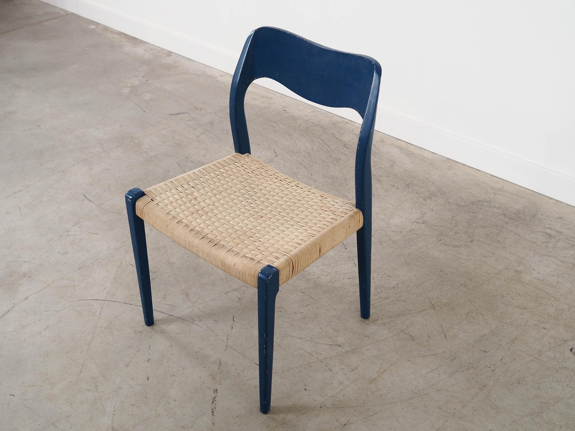 Blauer Teakholz-Stuhl 1960er Jahre 8