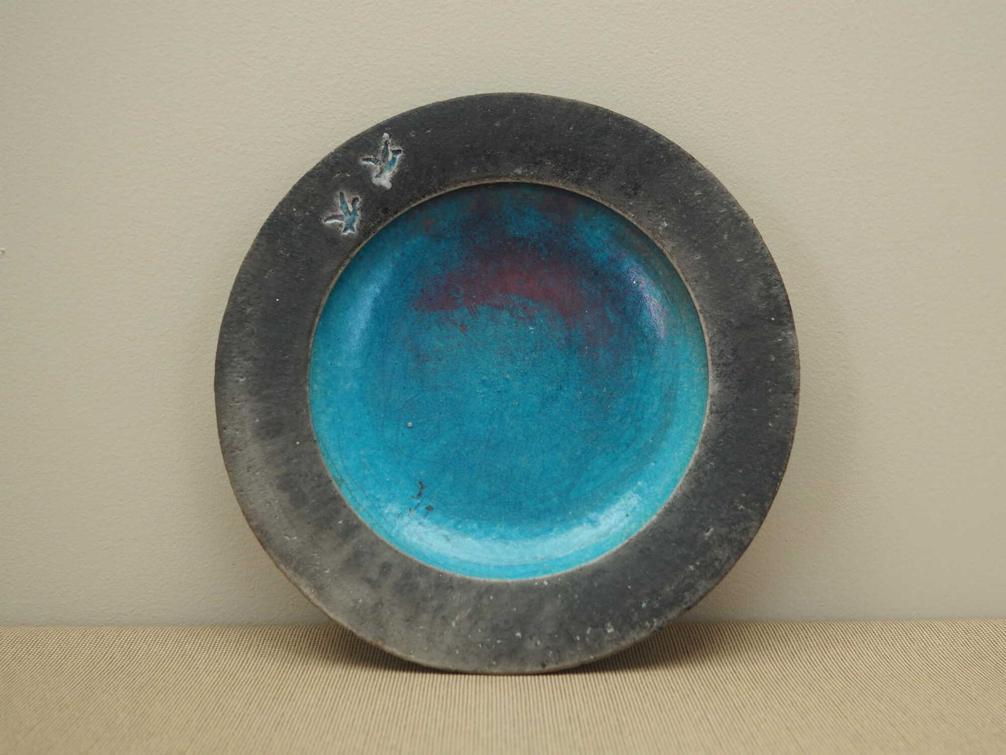 Piatto in ceramica multicolore anni '60 2