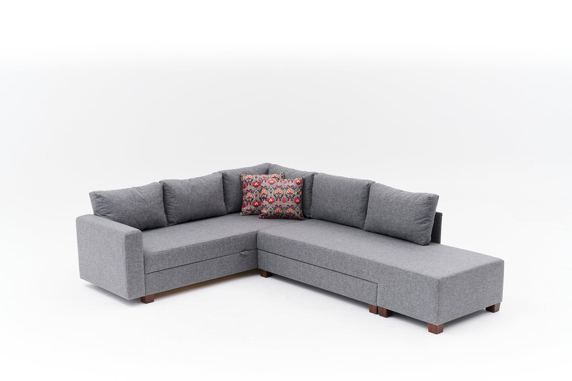 Aly Schlafsofa Récamiere Rechts Baumwolle Grau 6