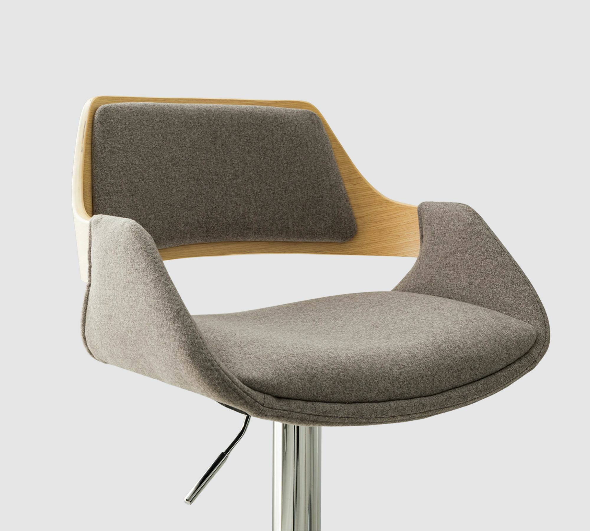 Bar stool veneer and fabric grey 1