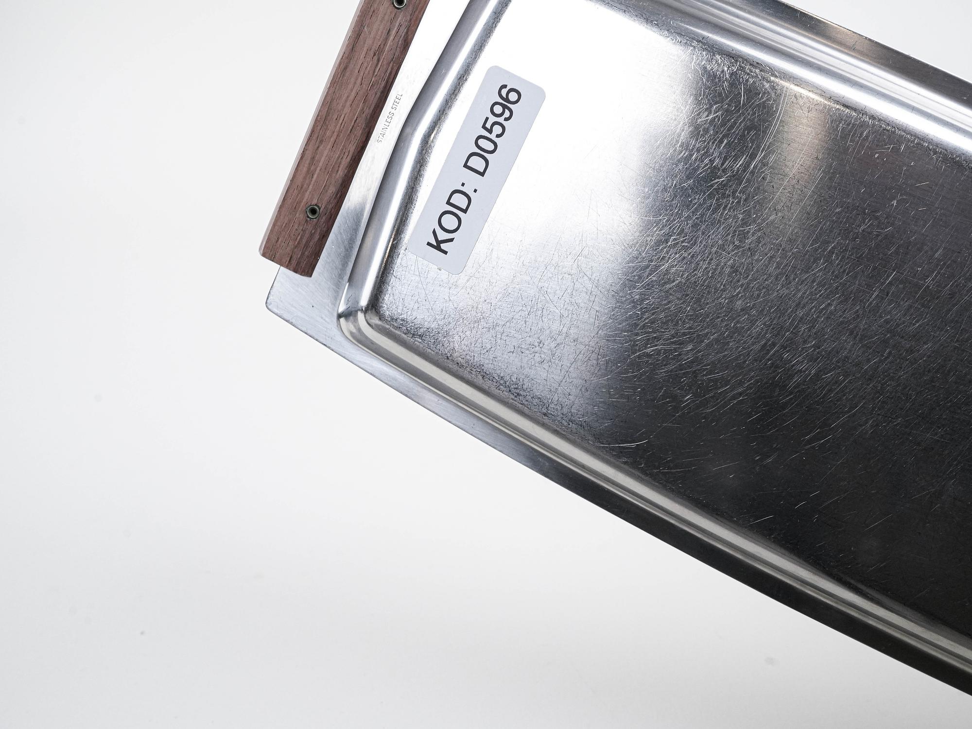 Rechteckiges Edelstahltablett 1970er Jahre 5