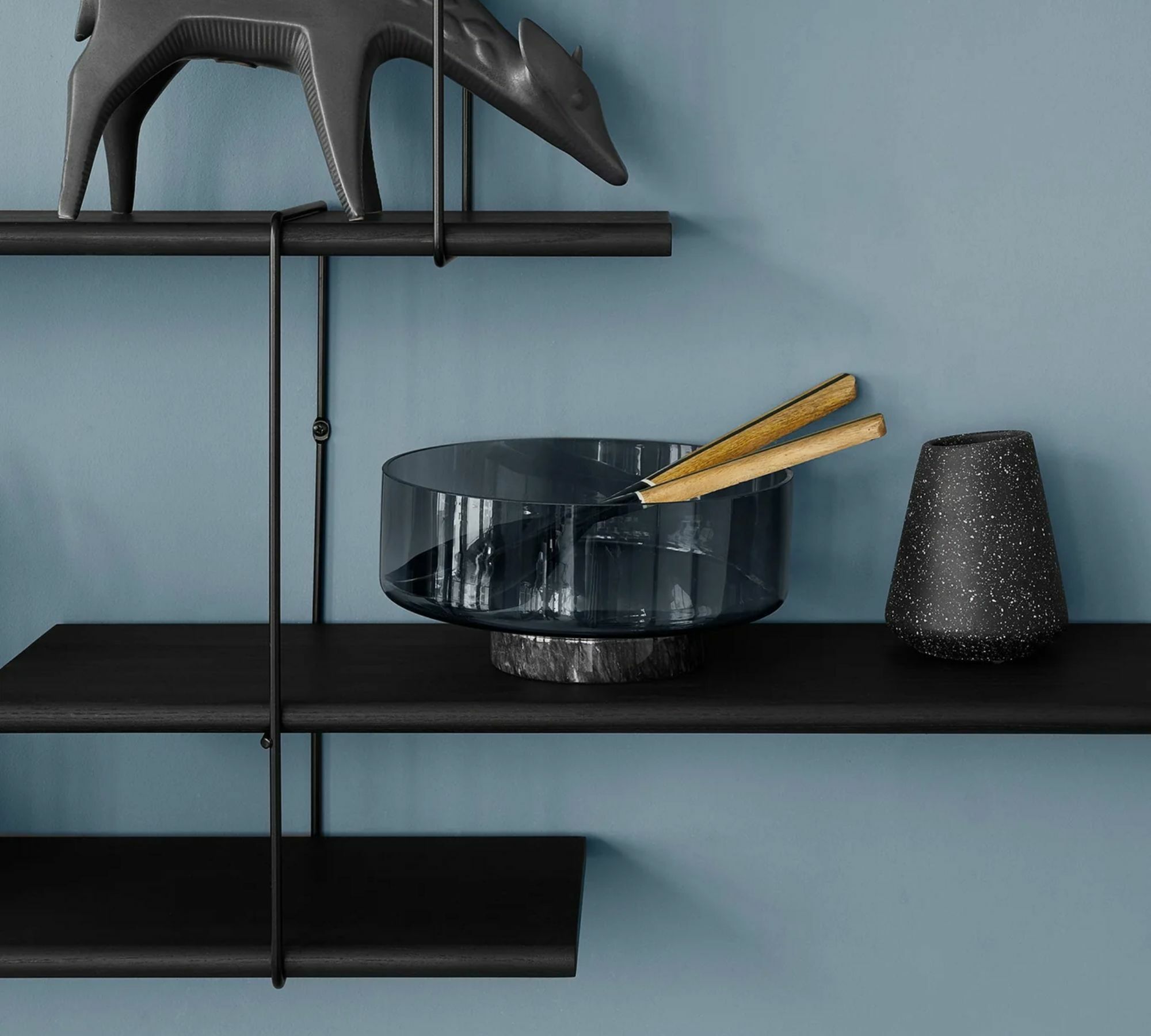 Link set 1 Shelf Wood Steel Black 3