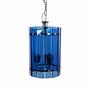Lampada a sospensione in vetro blu anni '70 0