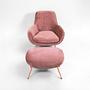 Moby Sessel und Hocker Chrom Samt Rosa 2