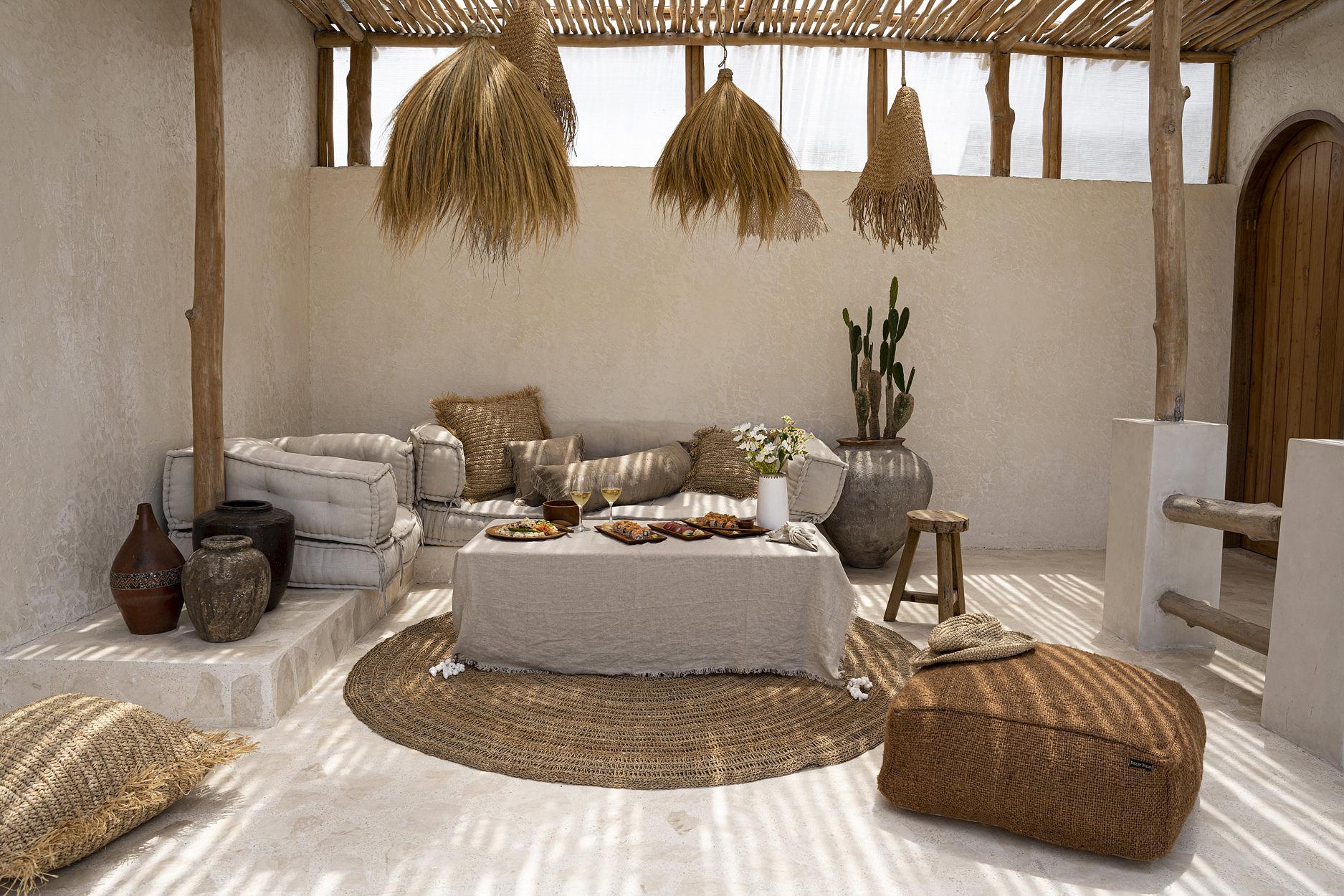 Tovaglia in lino beige 150x150cm 3