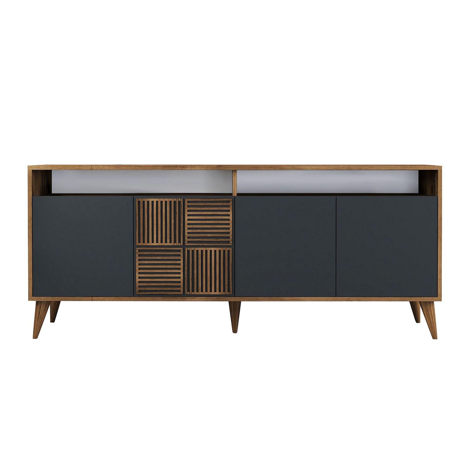 Milan Sideboard Walnussbraun Anthrazit 180cm 5