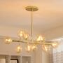 10-flame LED pendant light smoked glass gold 6