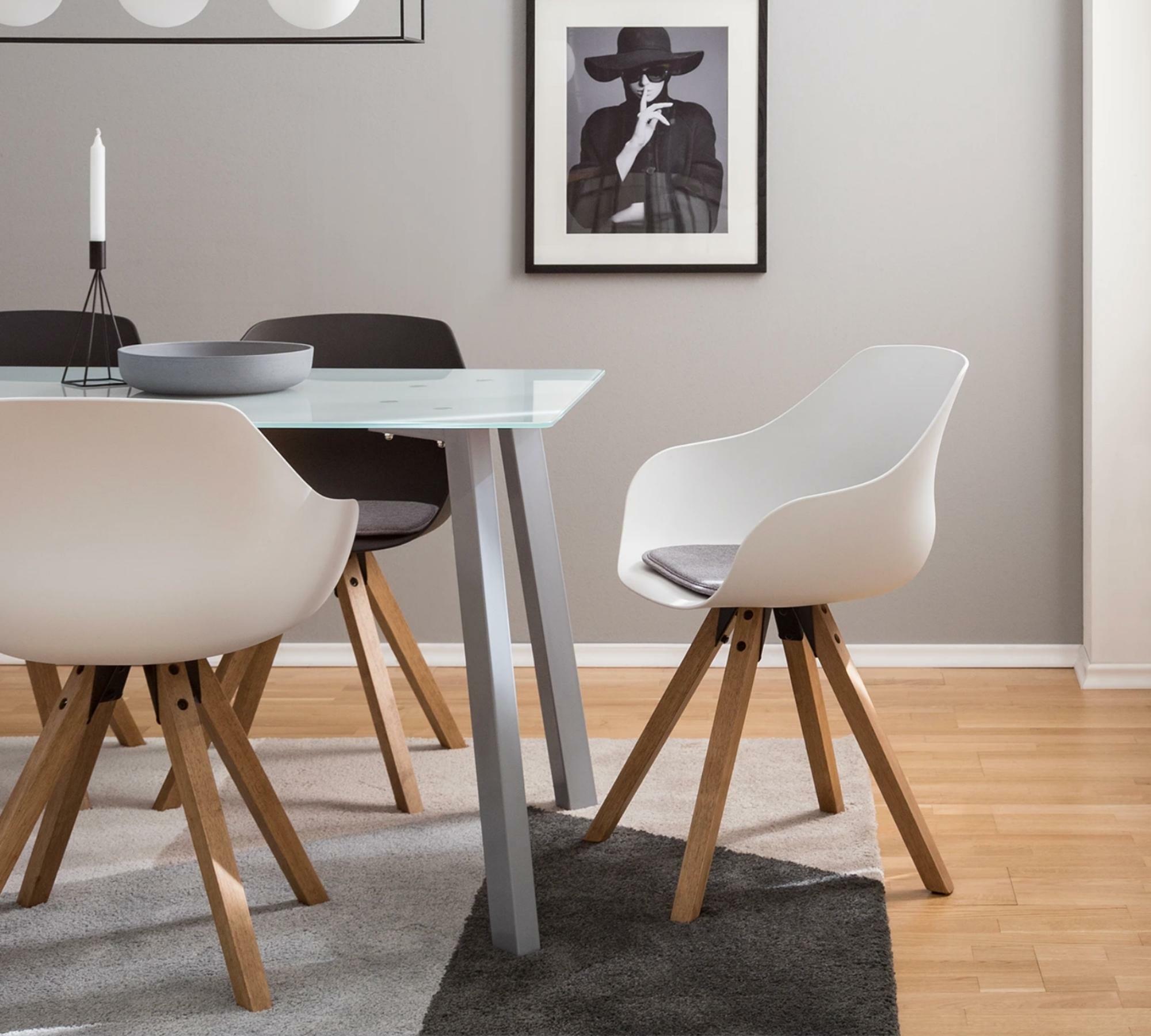 2x Armlehnstuhl Gummibaum massiv Weiß 5