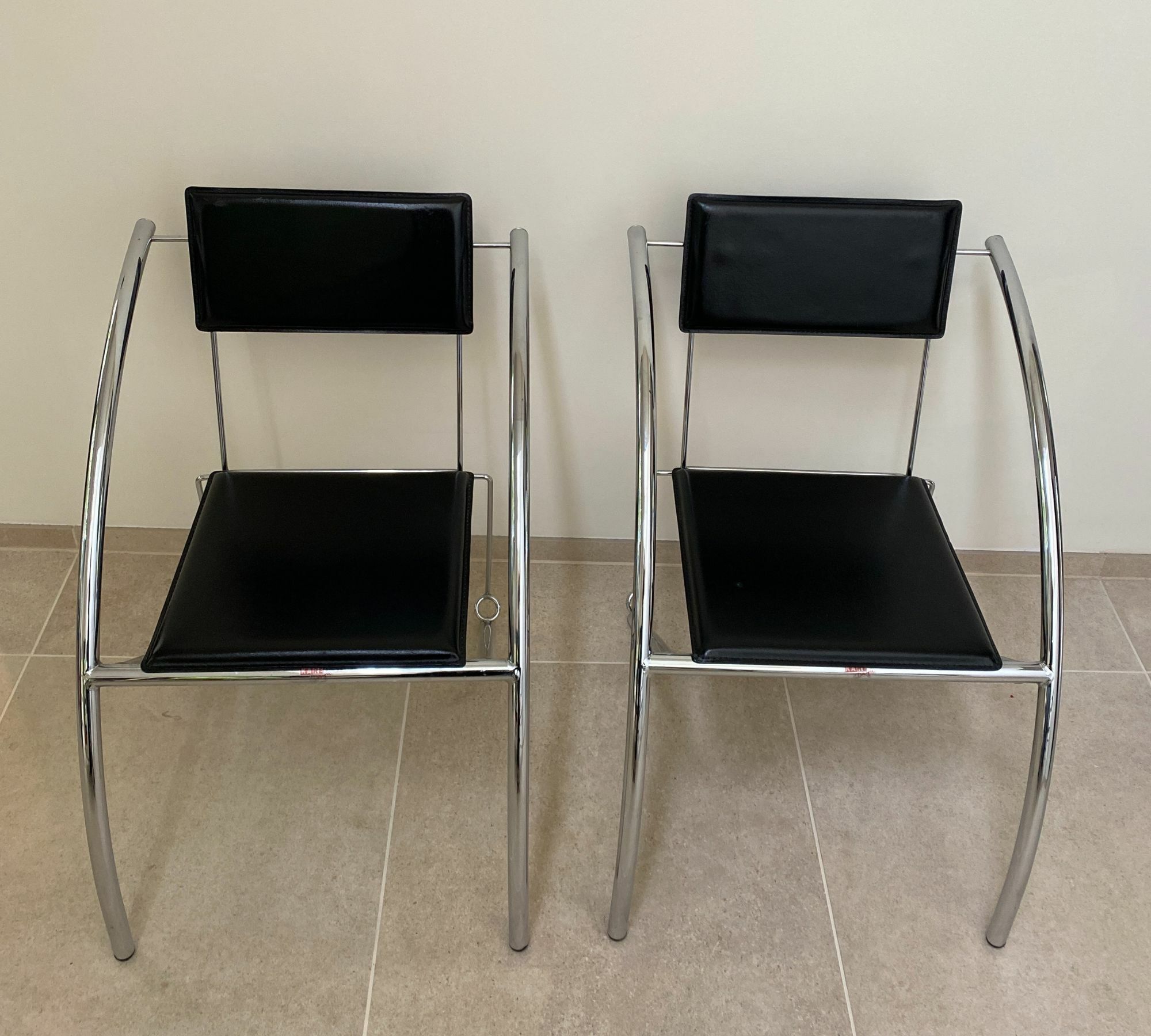 2x 90‘s Stuhl Stahl Leder Schwarz 5