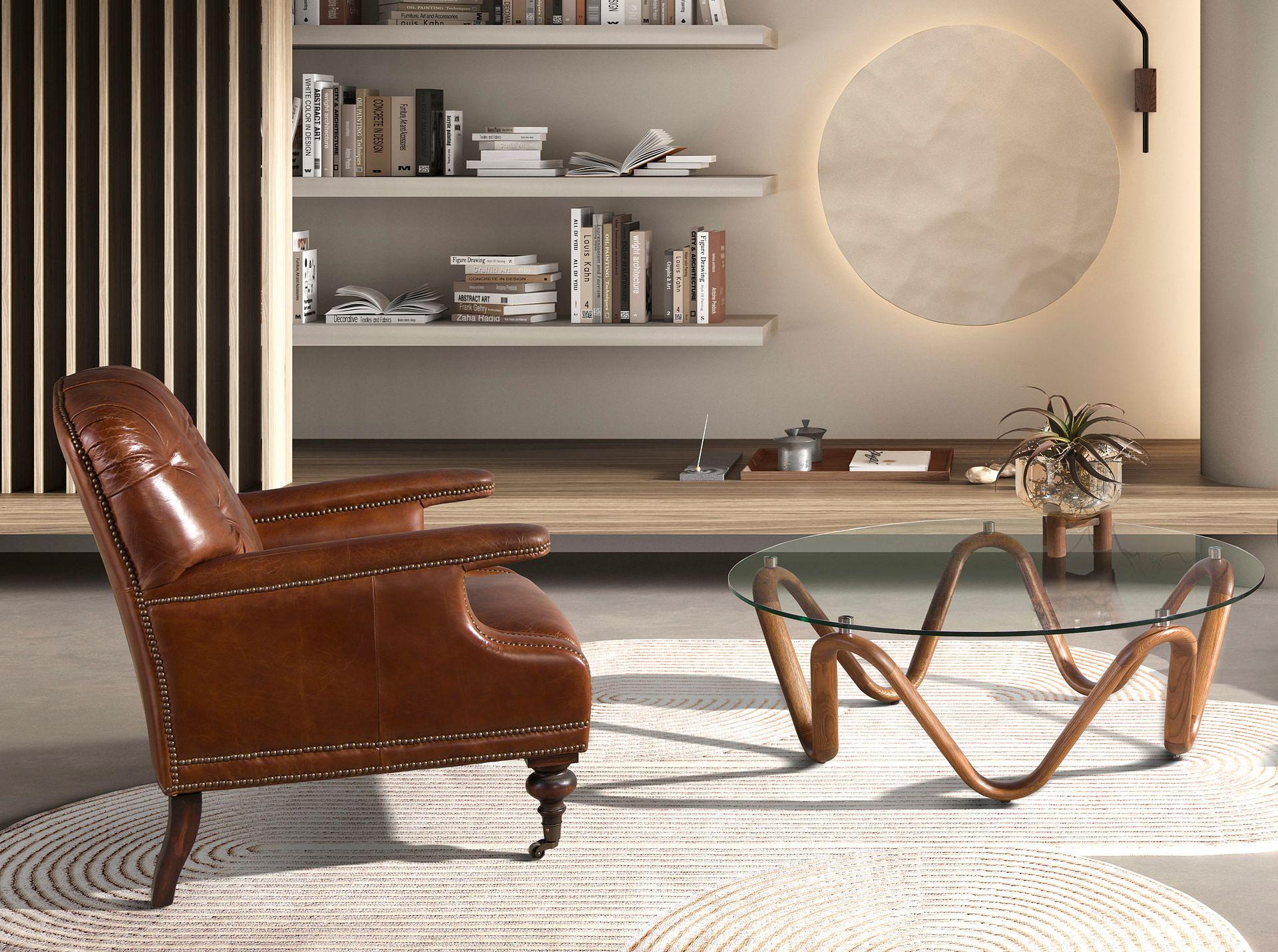 Couchtisch 2124 Walnussholz Glas Braun 3