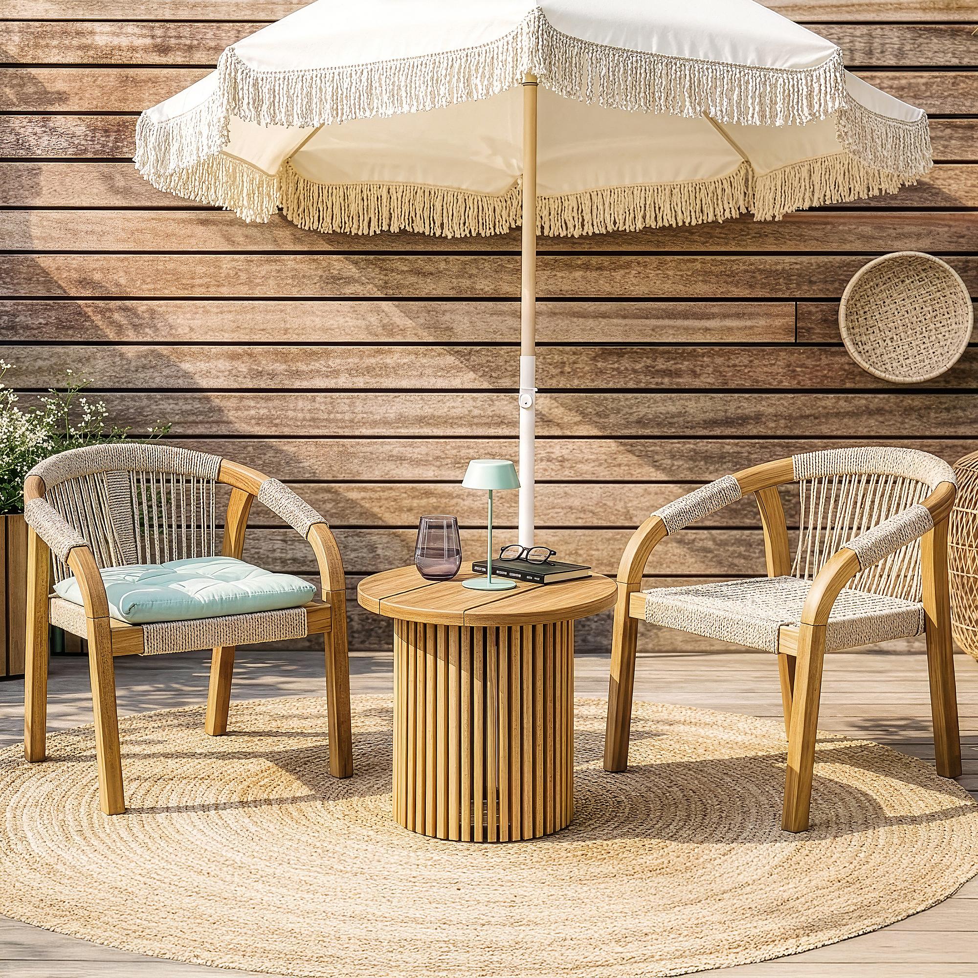 Garden chair BAYONNE set of 2 acacia wood beige 2
