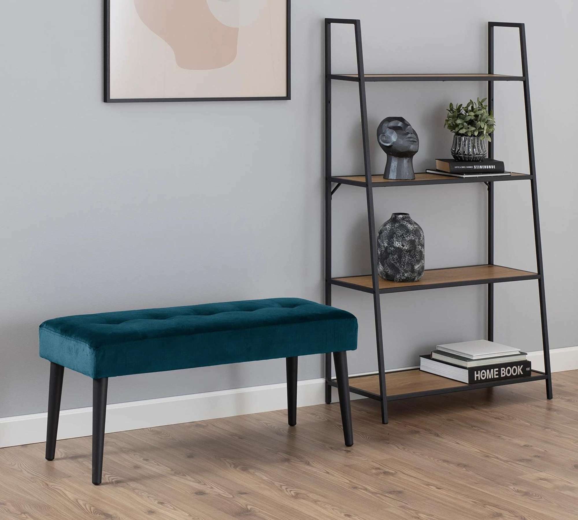 Polsterbank Samt Metall Blau 0