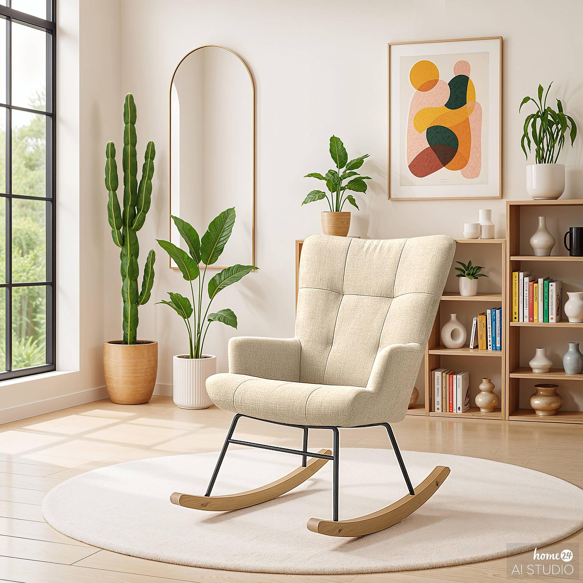 Oura Schaukelsessel Webstoff Roge Beige 1