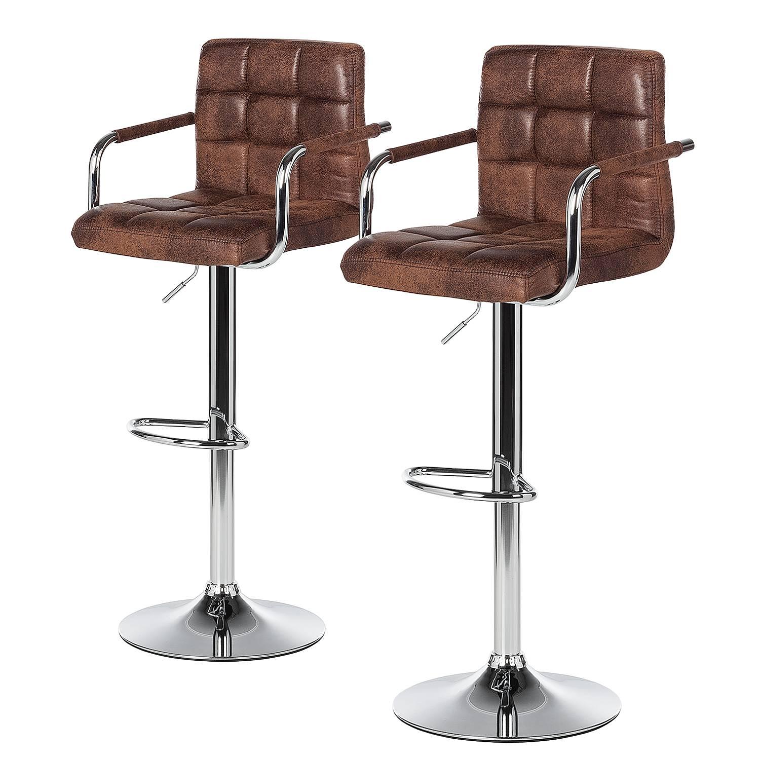 2x Barstuhl Fitzgerald Antikbraun Chrom 0