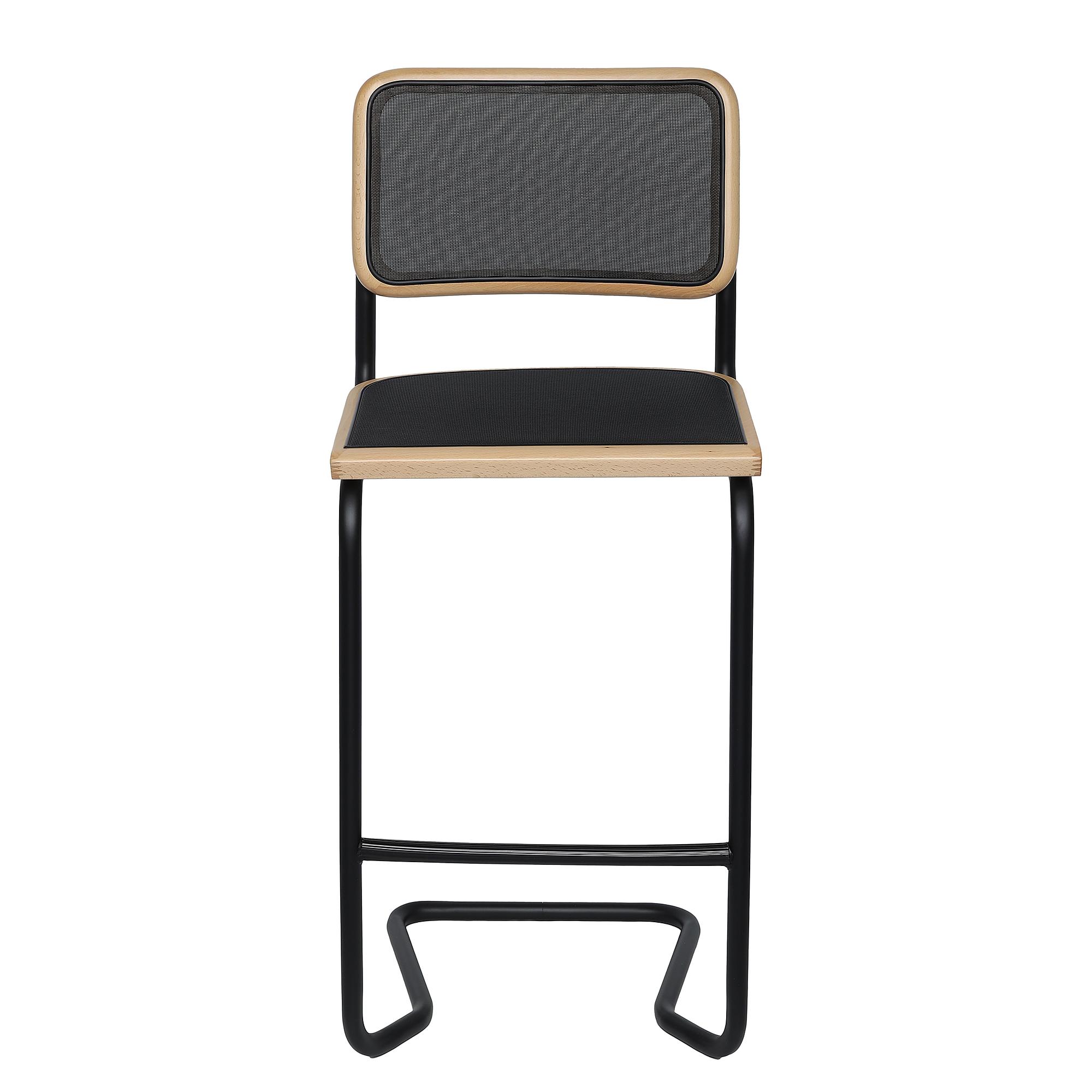 Barstuhl HOLM Mesh Schwarz Buche Stahl 48 x 110 x 56 cm 1