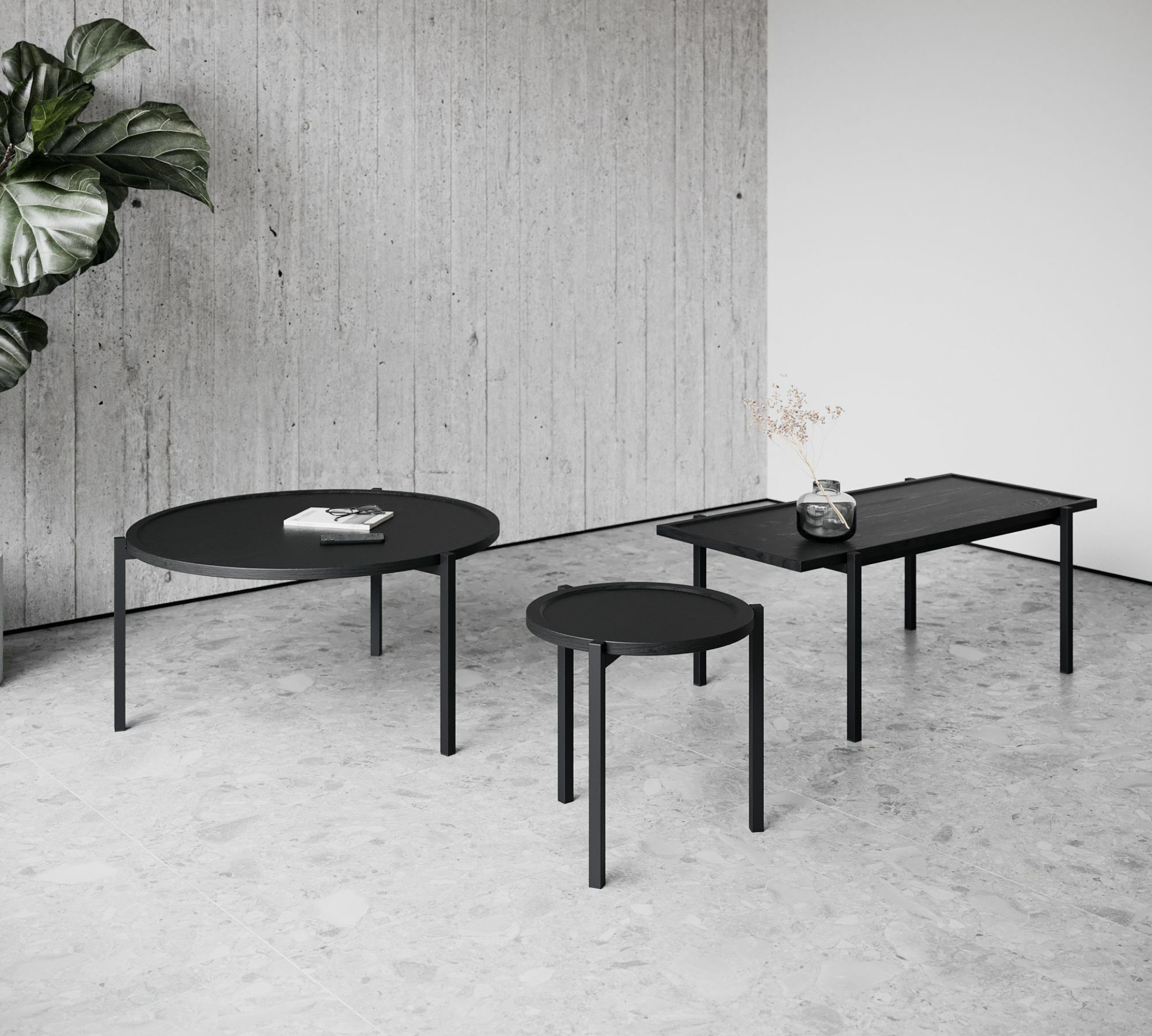 Coffee table Oak top with steel frame Black 3