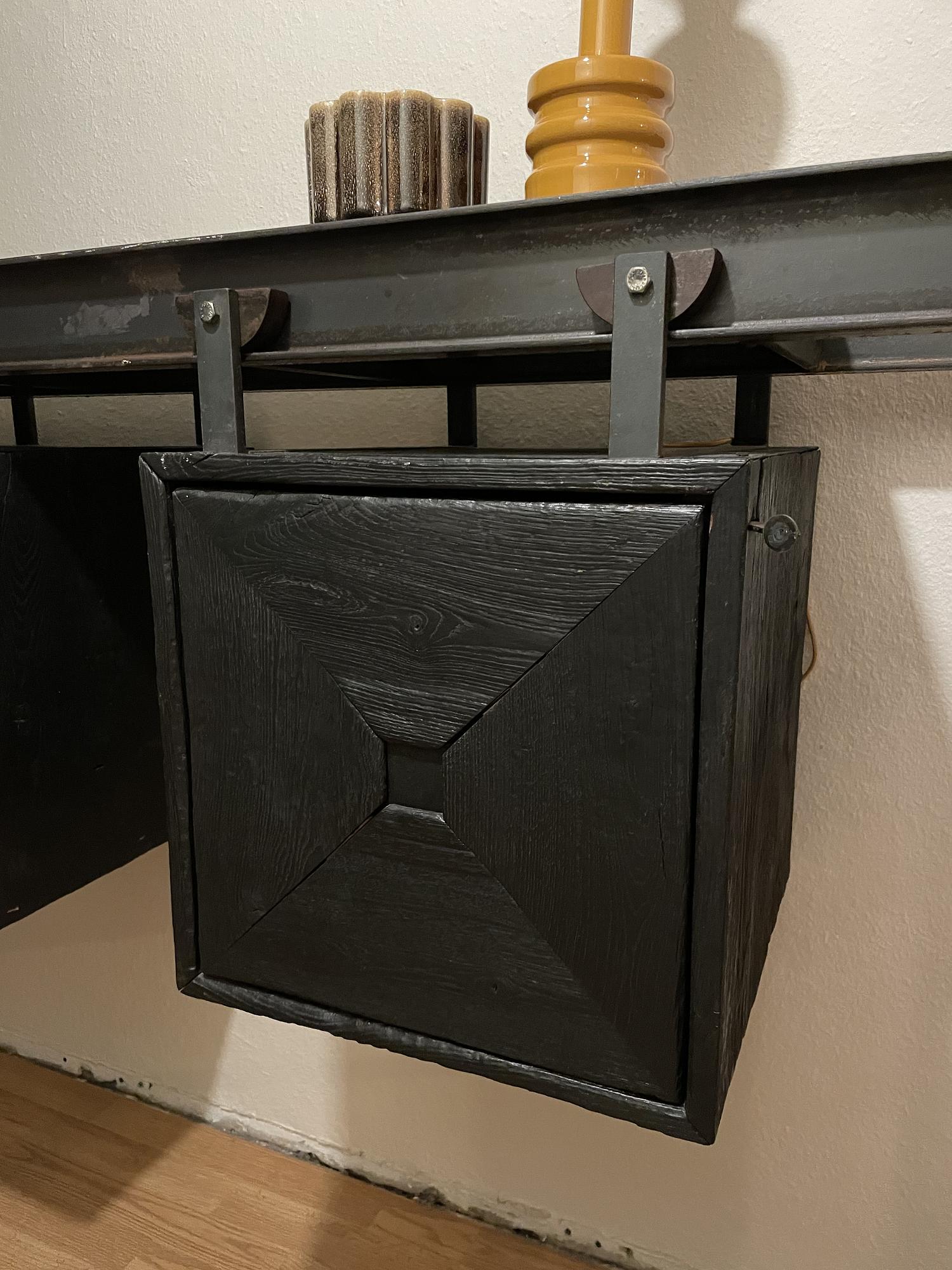 Galerie Sideboard Handgefertigt Holz Stahl Schwarz 4