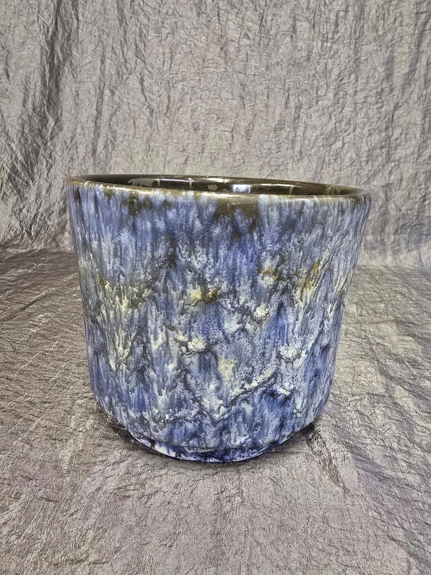 Vintage Blumentopf Keramik Blau 1