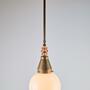 Vintage Pendelleuchte Glas Kupfer 1950er Jahre 1