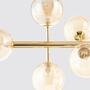 10-flame LED pendant light smoked glass gold 3