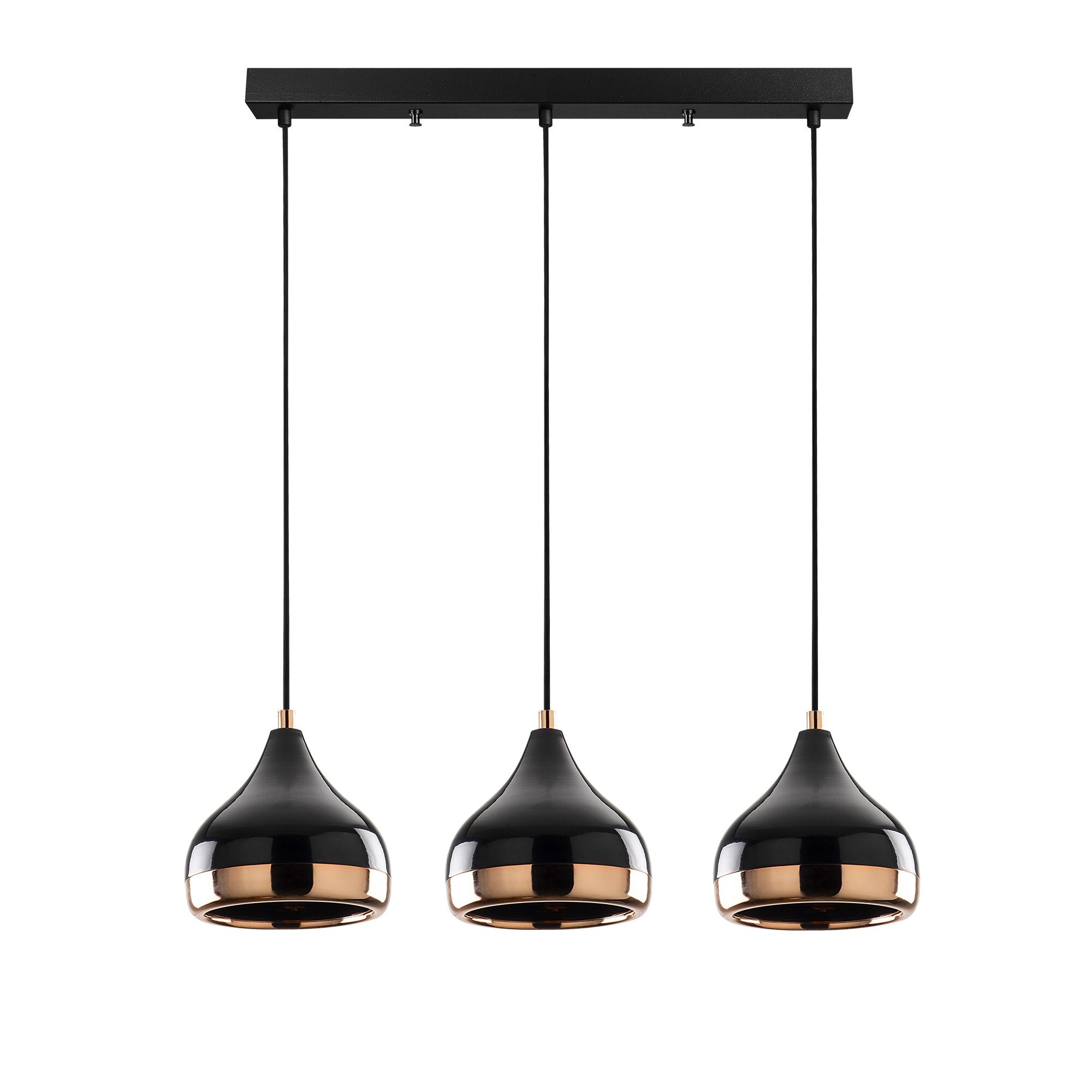 Pendant light 3 elements Adjustable height Black Gold 1