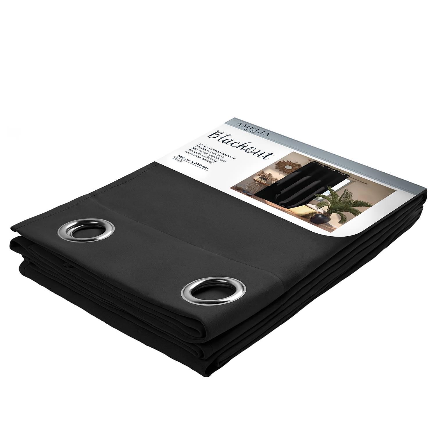 Ösenvorhang Blackout I Polyester Schwarz 140 x 270 cm 0