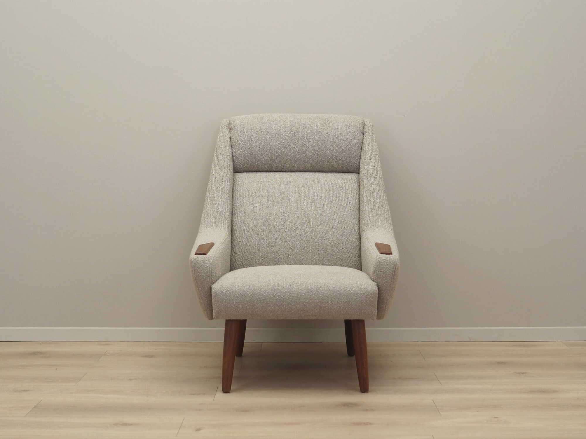 Vintage armchair Teak wood Textile Beige 1960s 4