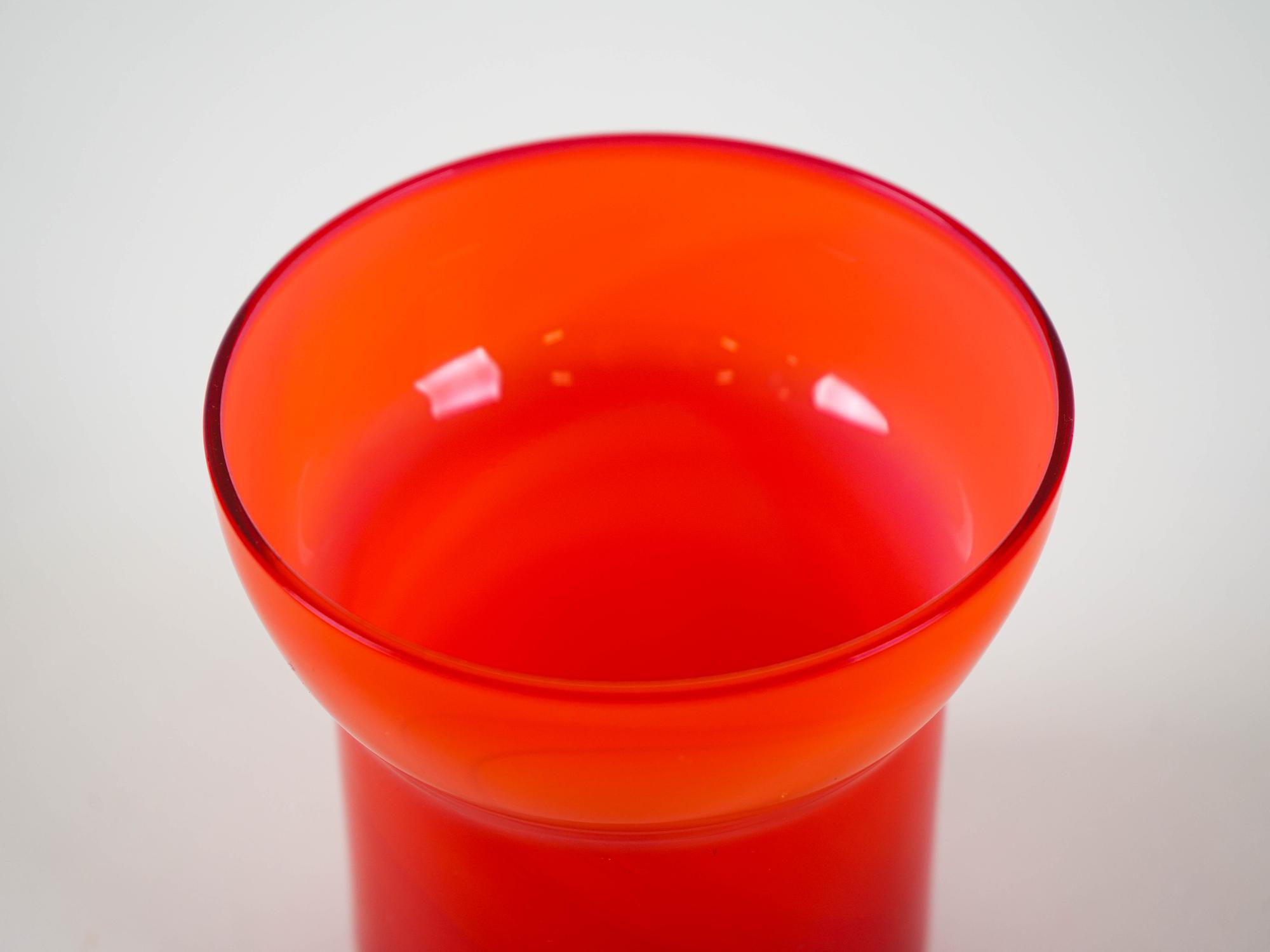 Glass Vase Red 1970s 6