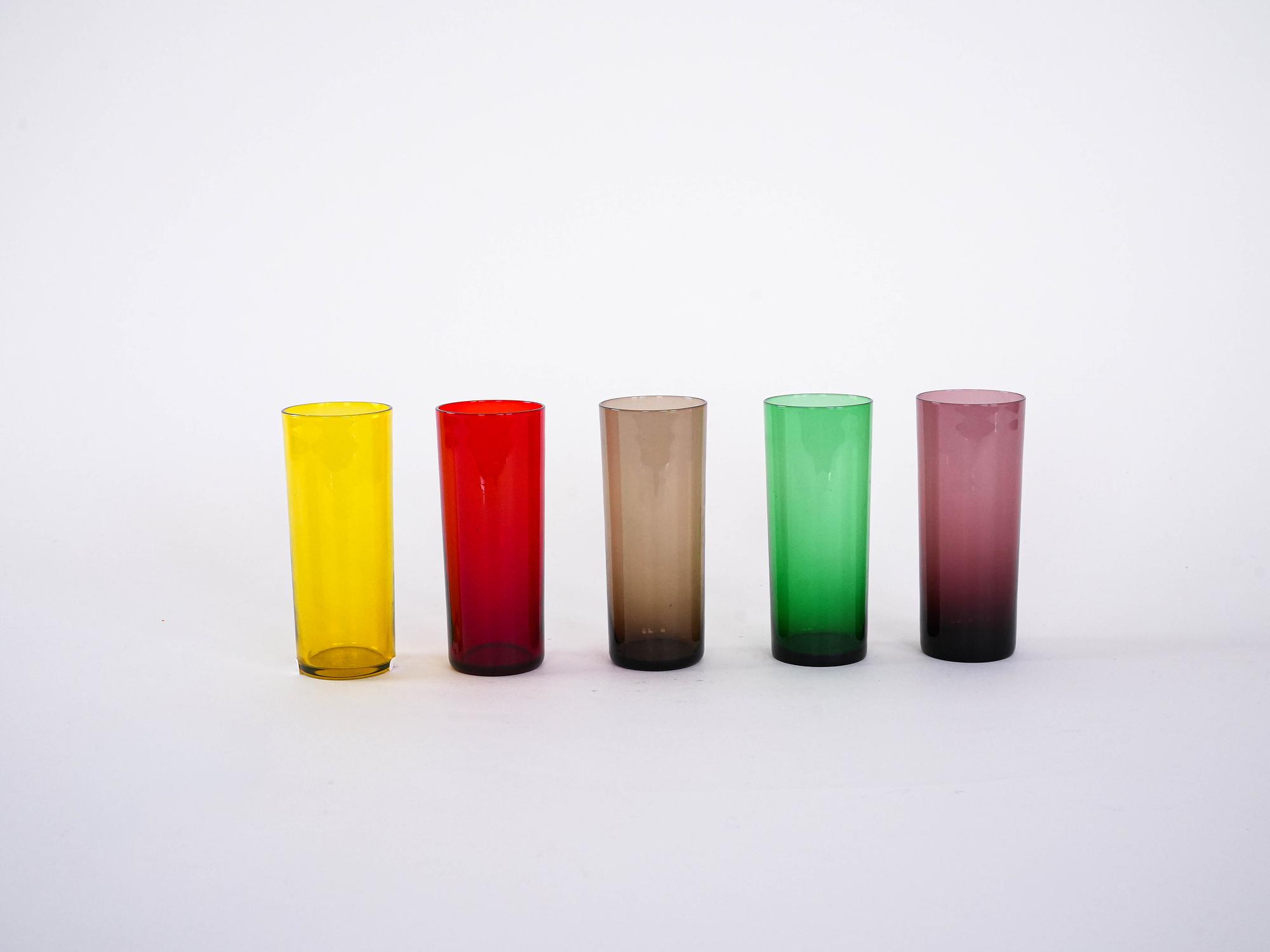 Glass Set Multicolored 1960s 3