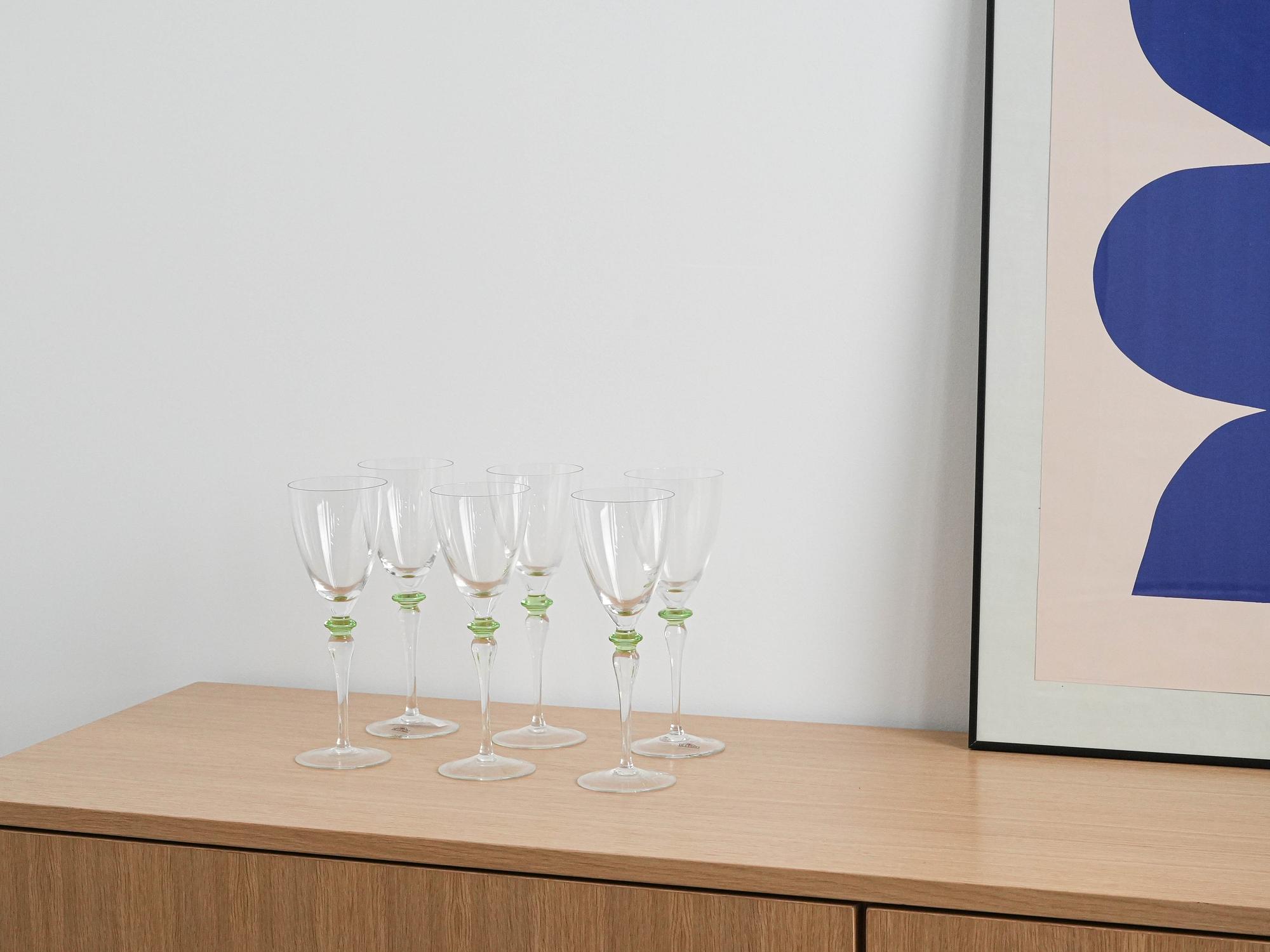 Set of Six Glasses Transparent 1970s 1