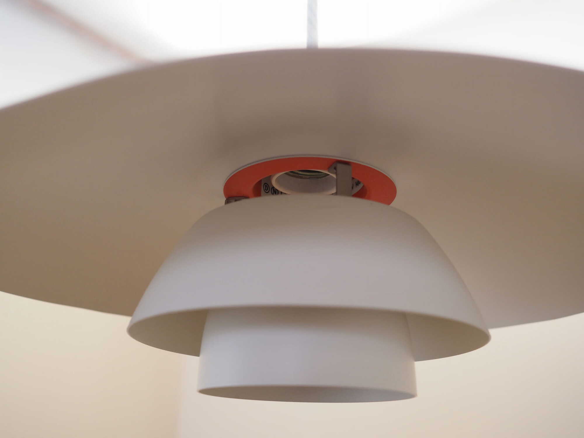 Vintage Pendant Lamp Metal White 1960s 6